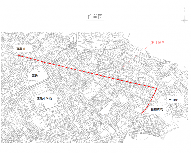 西野添・北野添地区基幹管路等布設替工事 位置図